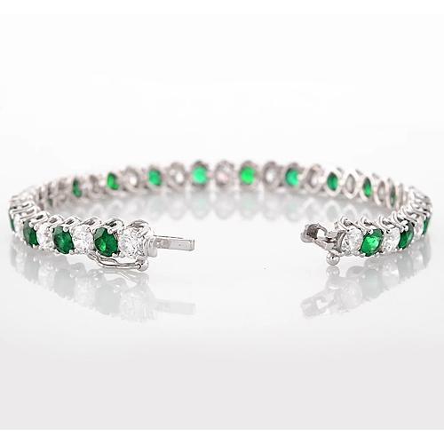 Grünes Smaragd & Diamant Tennisarmband 33.25 Karat Damen Schmuck - harrychadent.ch
