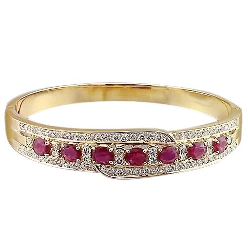 Ovaler Rubin-Diamant-Armreif 20 Karat Gelbgold 14K - harrychadent.ch