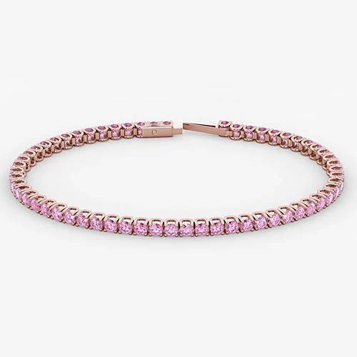 Rosa Saphir Tennisarmband Roségold 14K 5,90 Karat Schmuck - harrychadent.ch