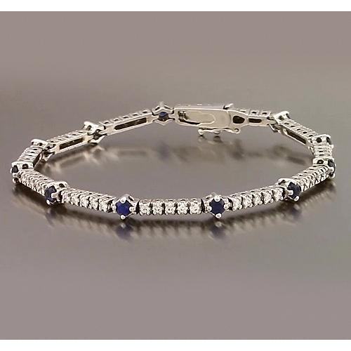 Tennisarmband Blauer Saphir & Diamant 8.40 Karat Weißgold 14K - harrychadent.ch