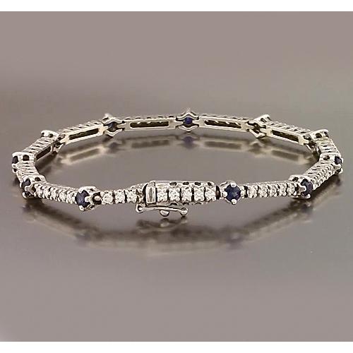 Tennisarmband Blauer Saphir & Diamant 8.40 Karat Weißgold 14K - harrychadent.ch