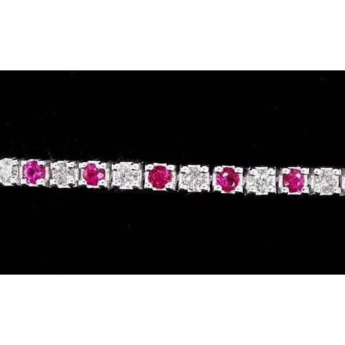Tennisarmband Diamant Rosa Saphir Prong Set 4 Karat Weißgold - harrychadent.ch