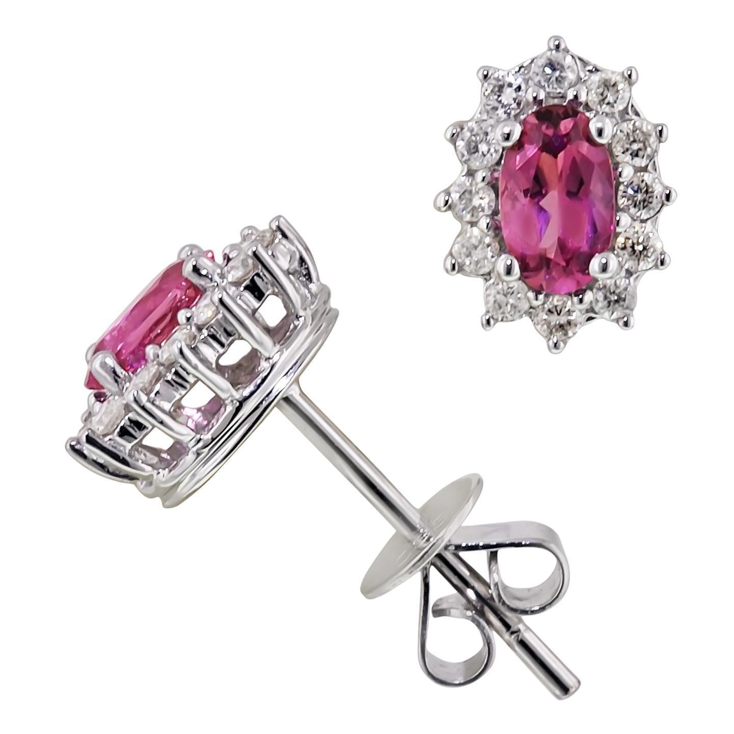 10.40 Karat Rosa Turmalin Und Diamanten Ohrringe Weißgold 14K - harrychadent.ch