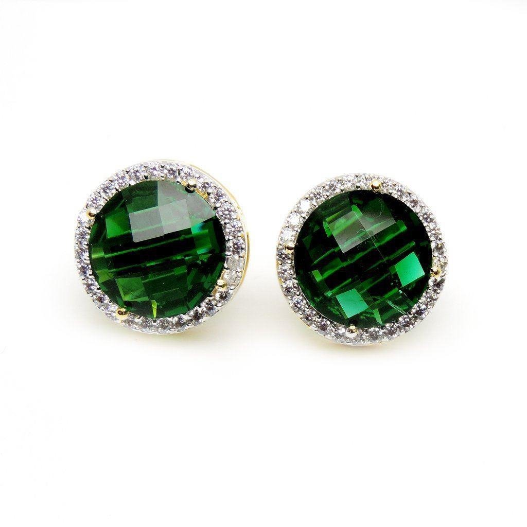 11,56 kt halo grüner turmalin diamant ohrstecker 14k gelbgold