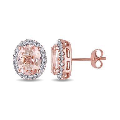 14,98 ct Oval Morganit mit runden Diamanten Ohrstecker Gold 14K - harrychadent.ch