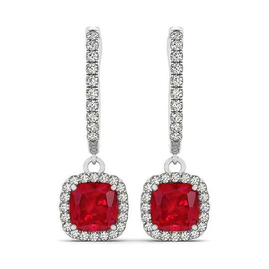 14K Weißgold 6,60 ct Rubin und Diamanten Ohrringe baumeln - harrychadent.ch