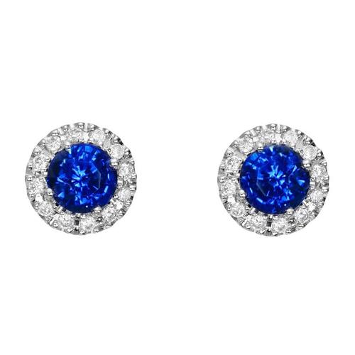 2,30 karat runder ceylon-saphir- und diamant-cluster-ohrring