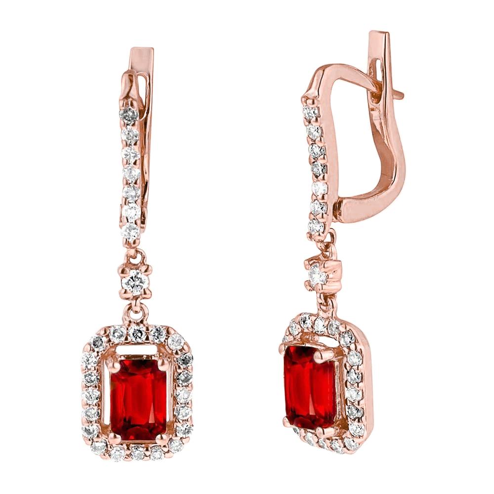 2,70 ct Smaragdschliff Roter Rubin Und Diamant Ohrhänger Roségold - harrychadent.ch