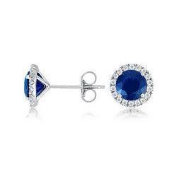 3 ct. srilankische Saphir-Diamant-Ohrstecker