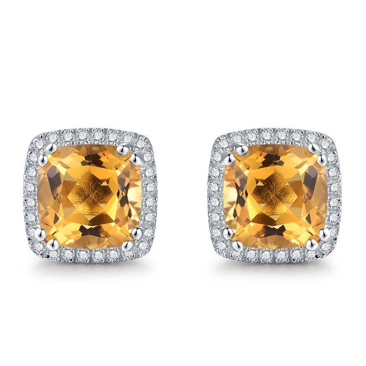 34,80 ct Citrin und Diamanten Ohrstecker Weißgold 14K - harrychadent.ch