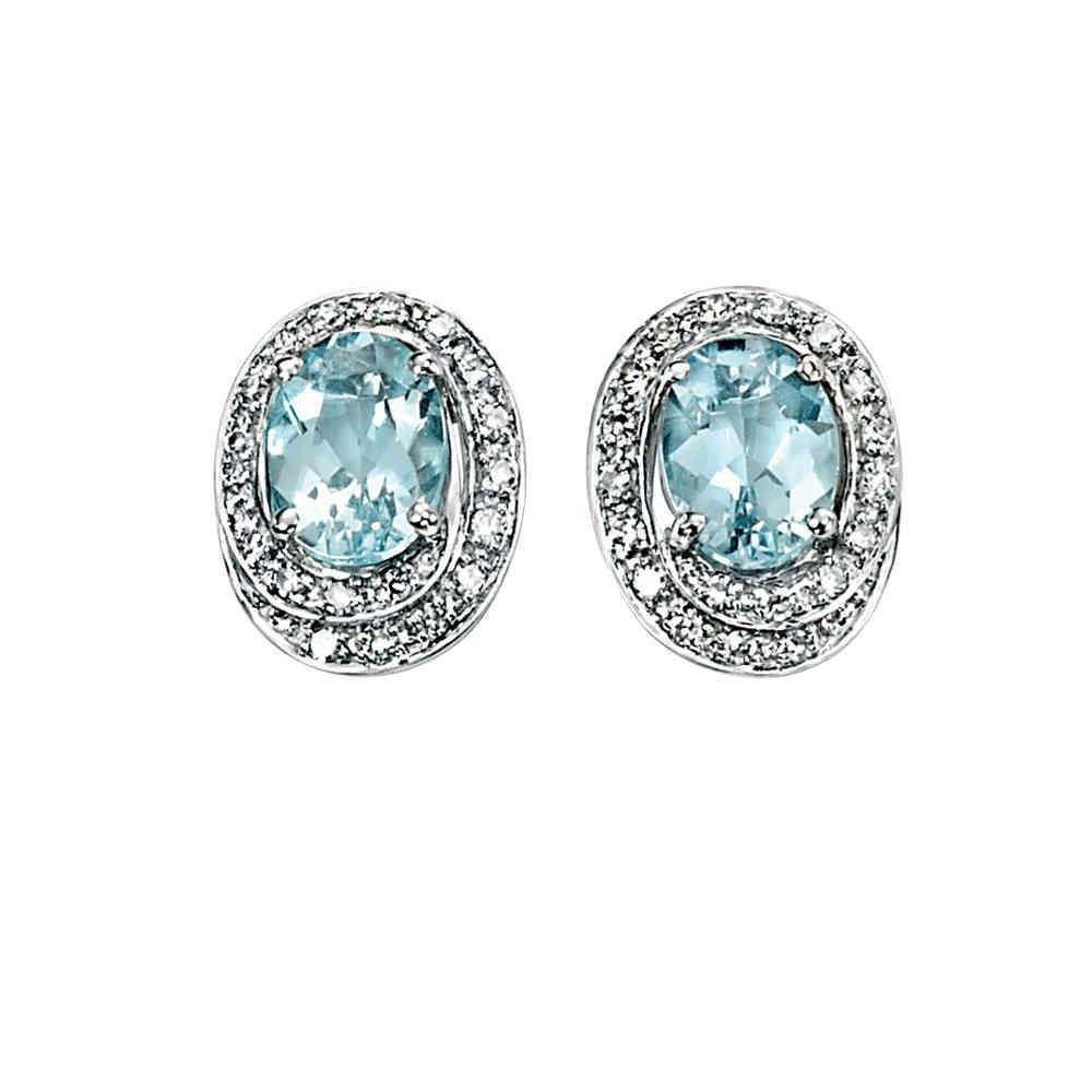 4,50 ct Aquamarin und Diamanten Damen Ohrstecker Weißgold 14K - harrychadent.ch
