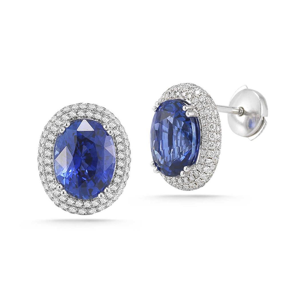 7 Karat Saphir und Diamanten Damen Ohrstecker Weißgold 14K - harrychadent.ch