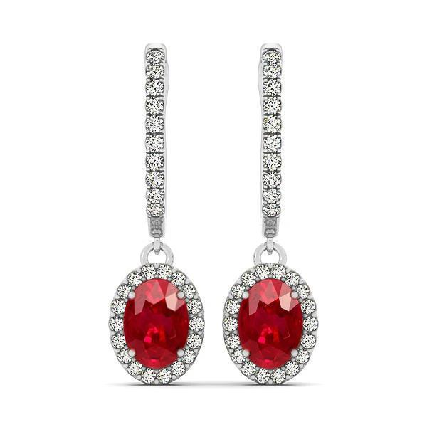 7.06 Karat Rubin und Diamant Damen Ohrring 14K Weißgold - harrychadent.ch