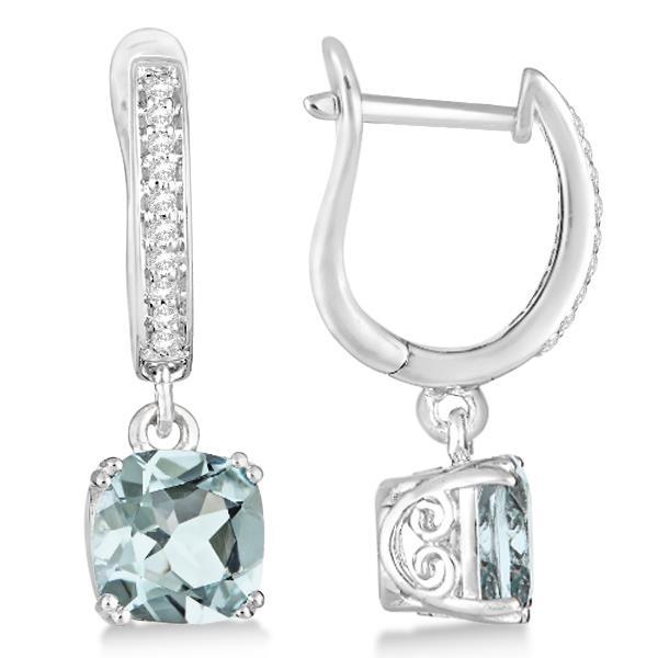 Blauer Aquamarin und Diamanten 6,10 ct Ohrhänger Weißgold 14K - harrychadent.ch