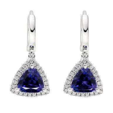 Damen Ohrhänger 5.48 Karat Tansanit mit Diamanten Wg 14K