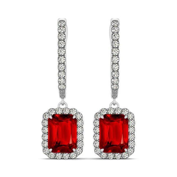 Damen Ohrhänger 9 Kt Roter Rubin Mit Diamanten Weißgold - harrychadent.ch