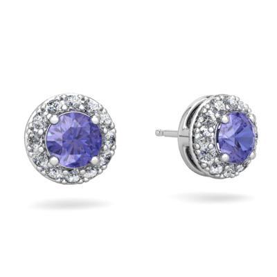 Krappenset 3,70 Karat Tansanit und Diamanten Ohrstecker Weiß - harrychadent.ch