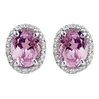 Neu Oval Cut Kunzit & Diamant Ohrstecker Weißgold 30.48 Karat - harrychadent.ch