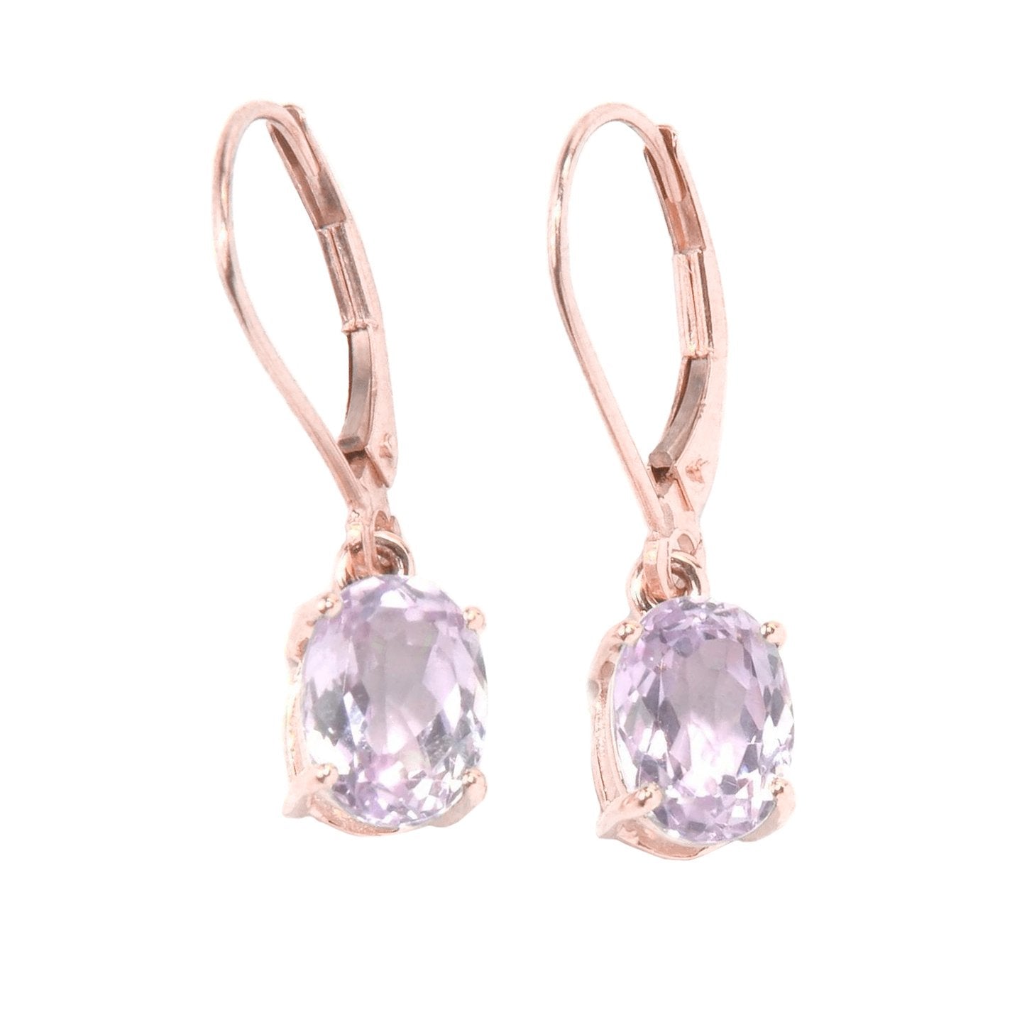 Ovaler Schnitt Pink Kunzit Lady Ohrringe Rose Gold 14K 26 Ct