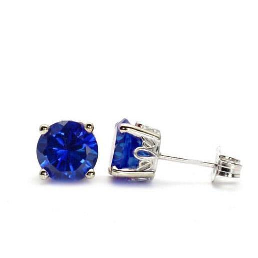 Runde Solitaire Sri Lanka Saphir 4 Karat Ohrstecker - harrychadent.ch