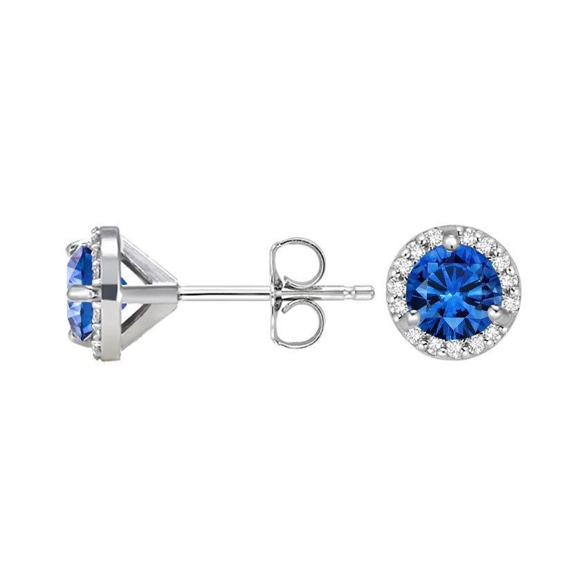 Rundschliff 3,20 Karat Sri Lanka Saphir Diamanten Ohrstecker - harrychadent.ch