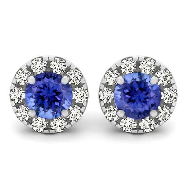 Rundschliff 5,20 ct. Tansanit und Diamanten Ohrstecker - harrychadent.ch