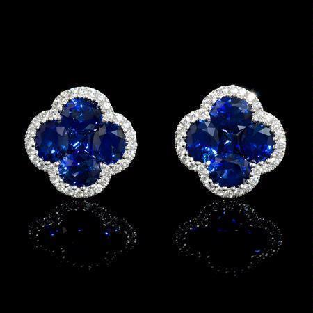 Sri Lanka Saphir Diamant Cluster Damen Gold Ohrring 4.45 Karat