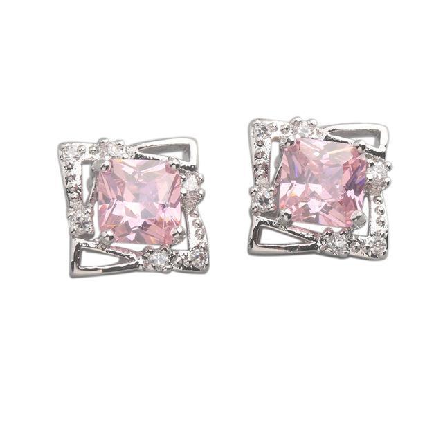 Weißgoldkissen Kunzit mit Diamanten 11,60 ct. Ohrstecker