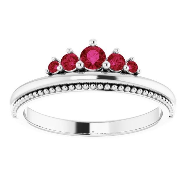 1 Karat Fünf-Steine-Ring Rubin Weißgold 14K - harrychadent.ch