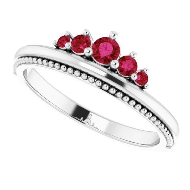 1 Karat Fünf-Steine-Ring Rubin Weißgold 14K - harrychadent.ch