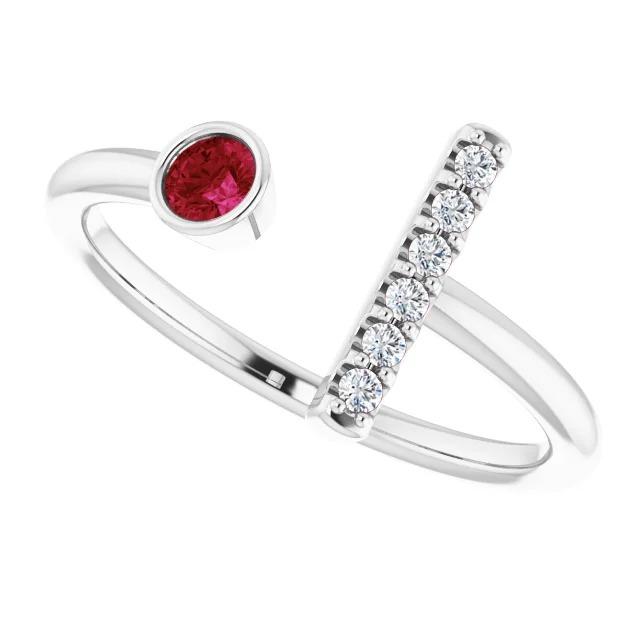 1 Karat Versprechensring Diamant & Rubin Lünette Set Weißgold - harrychadent.ch