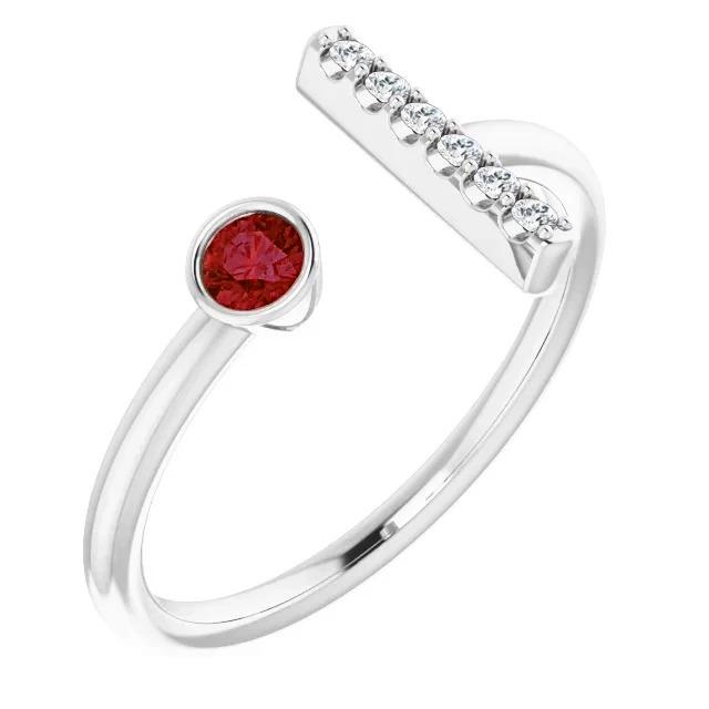 1 Karat Versprechensring Diamant & Rubin Lünette Set Weißgold - harrychadent.ch