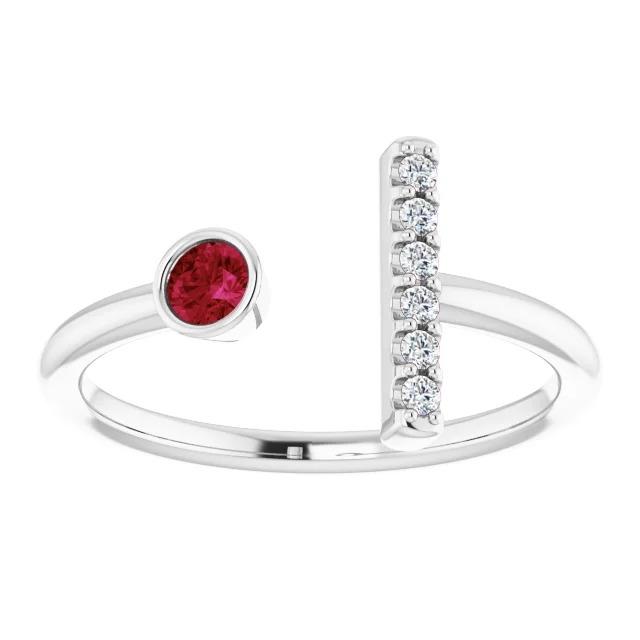 1 Karat Versprechensring Diamant & Rubin Lünette Set Weißgold - harrychadent.ch