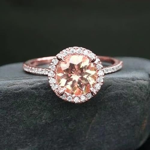 10,75 ct Solitär mit Akzent Morganit und Diamanten Ring Gold 14K - harrychadent.ch