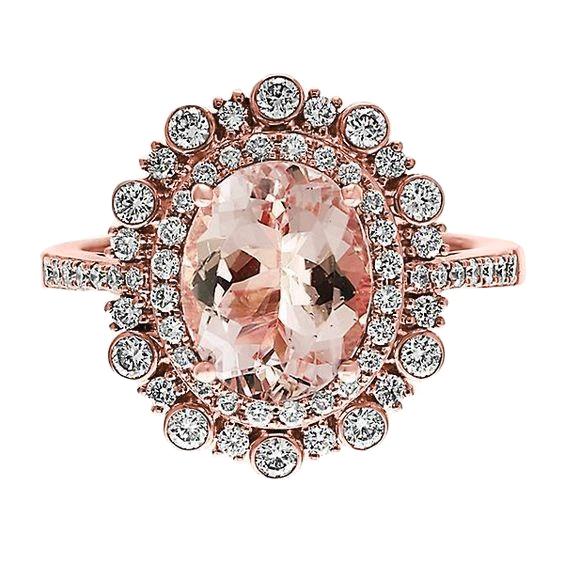 10.75 ct Morganit und Diamanten Jubiläumsring Gold Rose 14K - harrychadent.ch