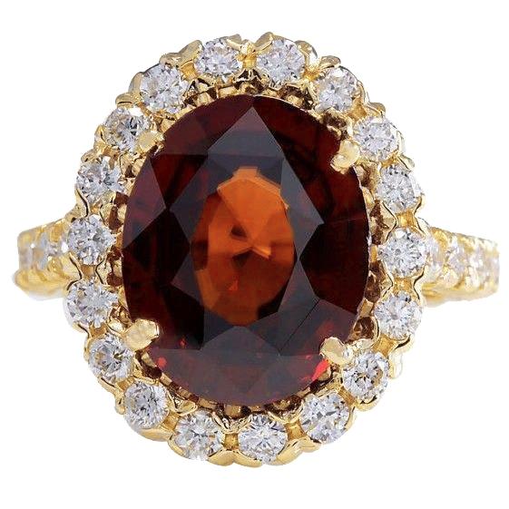 11.25 ct Granat mit Diamanten Verlobungsring Gelbgold 14K - harrychadent.ch