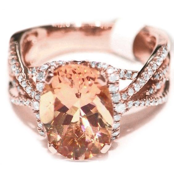 14K Roségold 11,50 ct. Morganit mit Diamanten Jubiläumsring - harrychadent.ch