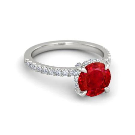 14K Weißgold Rubin und Diamanten 3,80 Karat Verlobungsring - harrychadent.ch