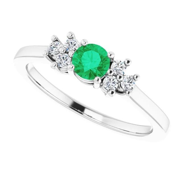 1,50 Karat Diamant und runder grüner Smaragdsteinring - harrychadent.ch