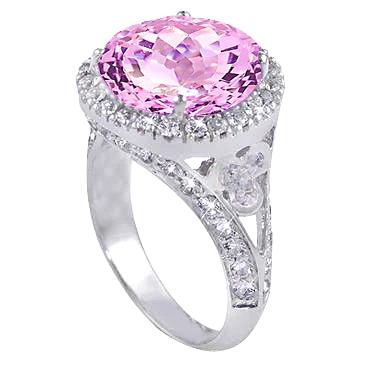 18.50 ct Rosa Kunzit mit Diamanten Jubiläumsring Weißgold 14K - harrychadent.ch