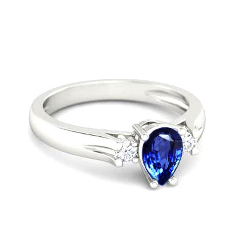 1.70 Kt. Birnenschliff Sri Lanka Saphir und runder Diamanten Ring Gold 14K - harrychadent.ch