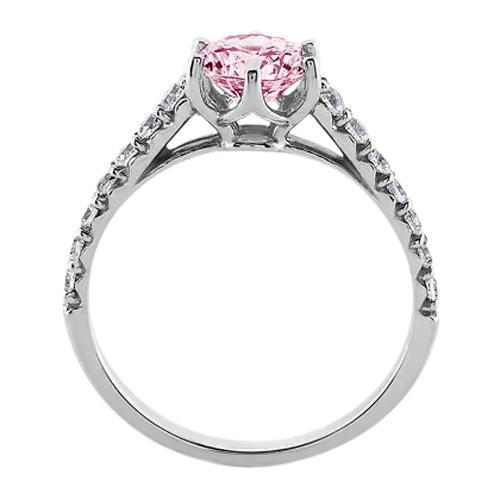 2 Karat runder rosa Saphir-Edelstein-Verlobungsring WG 14K - harrychadent.ch