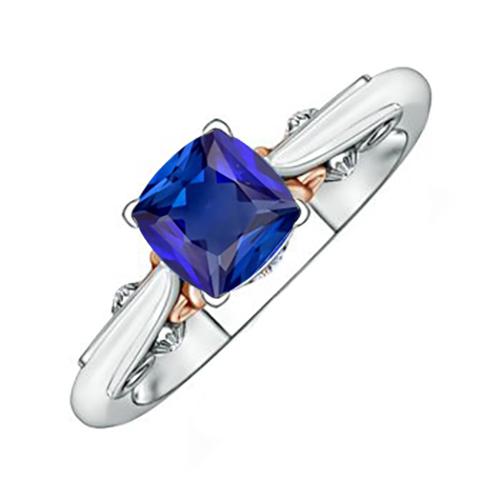 2 Karat Solitaire Vintage-Stil Blauer Saphir Ring Zweifarbiges Gold 14K - harrychadent.ch