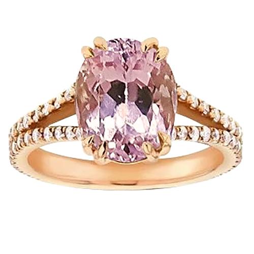 21 Karat Rosa Kunzit im Ovalschliff mit Diamant-Jubiläumsring - harrychadent.ch