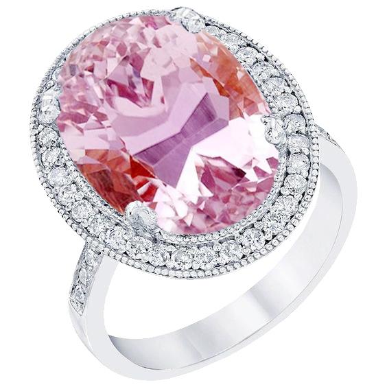 22.34 Kt Rosa Kunzit Und Diamanten Ring Weißgold 14K - harrychadent.ch