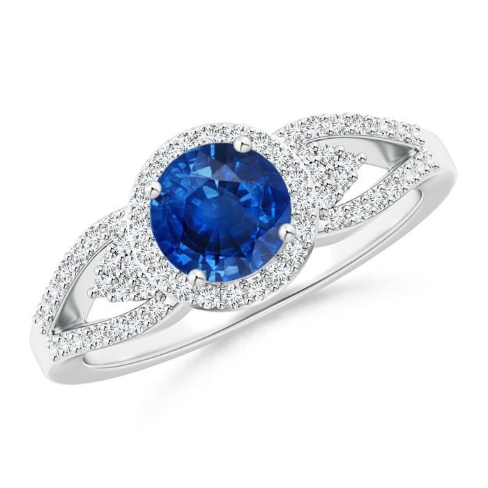 2,65 ct Ring mit Saphir und Diamanten im Rundschliff Weißgold - harrychadent.ch