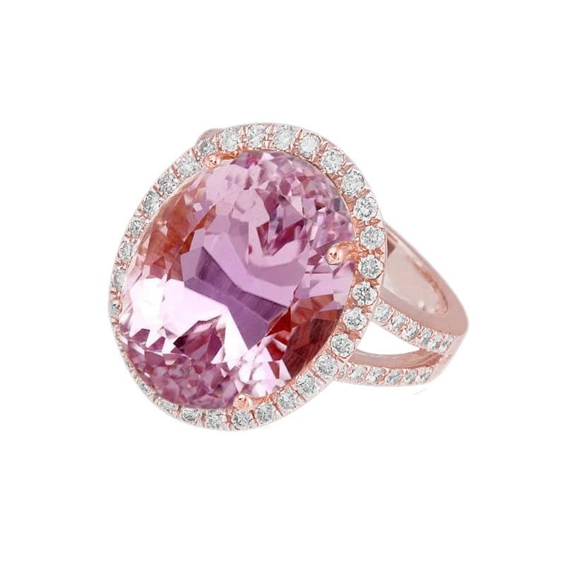 29.75 Karat Rosa Kunzit Und Diamanten Ring Roségold 14K - harrychadent.ch