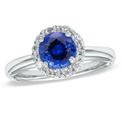 2.10 karat runder ceylon blauer saphir und diamant ring weißgold 14k