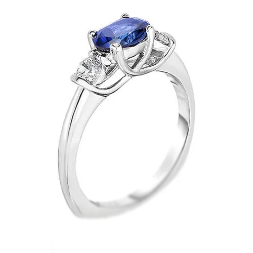 3 Stein Diamant & blauer Saphir Ring 2,25 Karat Gold U Krappenfassung - harrychadent.ch