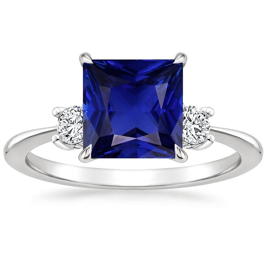 3 Stein Diamant & Prinzessin Blauer Saphir Ring Konischer Schaft 5,50 Karat - harrychadent.ch